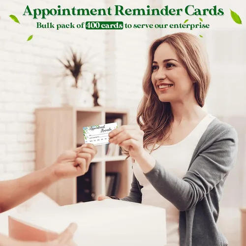 Vista 3 de Geyee 400 tarjetas de citas de papel kraft para recordatorios de citas a granel para clientes comerciales, dentistas, terapeutas, médicos