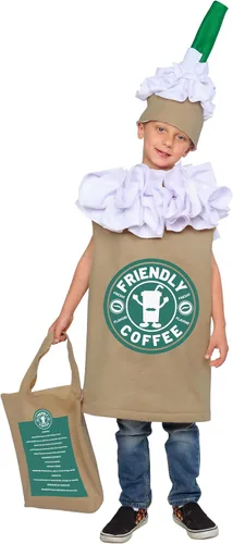 Vista 5 de Dress Up America Coffee Costume for Kids - Cute CappuccinoFrappuccinoLatte Dress-Up for Boys and Girls