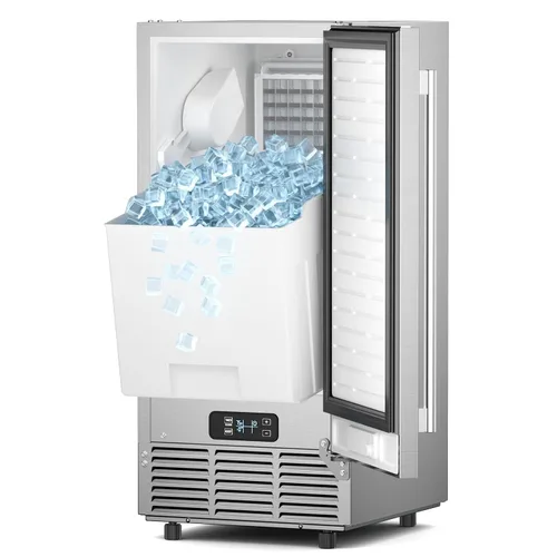 Vista 11 de Commercial Ice Maker Machine, 450lbs/24H ice Machine, 120Lbs Storage Balck Stainless Silver