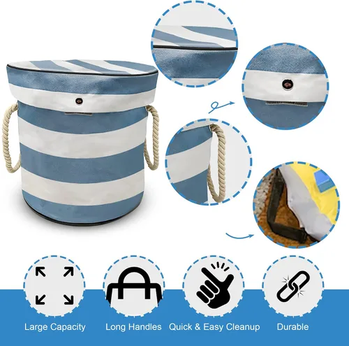 Vista 4 de Organizador de juguetes con tapete de juego y bolsas de malla para niños, contenedor de almacenamiento para sala de juegos de niños y niñas