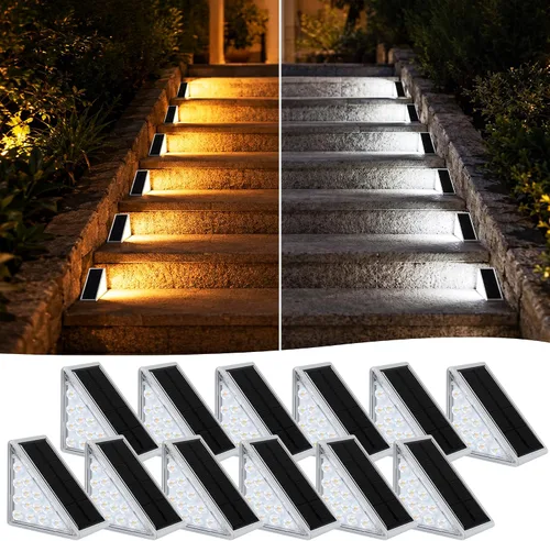 Vista 24 de AUDLES Luces LED Solares para Escalones Impermeables Luces para Escaleras Exteriores, Luz Solar para Terraza Decoración Exterior IP67 Luz de Blanco