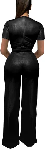 Vista 3 de LightlyKiss Enterizo sexy de terciopelo de manga larga con cuello en V profundo para mujer