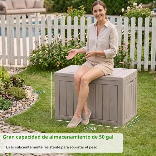 Vista 2 de EasyUp - Caja de almacenamiento para exteriores de 50 galones, impermeable, con cerradura 2-Gris