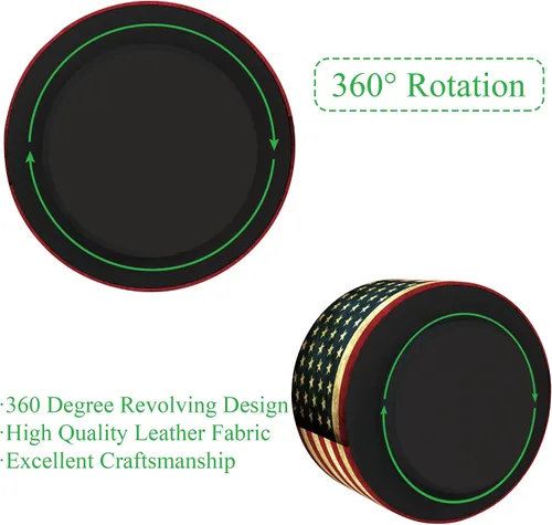 Vista 4 de Organizador Redondo de Cuero para Suministros de Arte, Soporte para Control Remoto, Rotación de 360 Grados, Soporte Multifuncional para Lápices