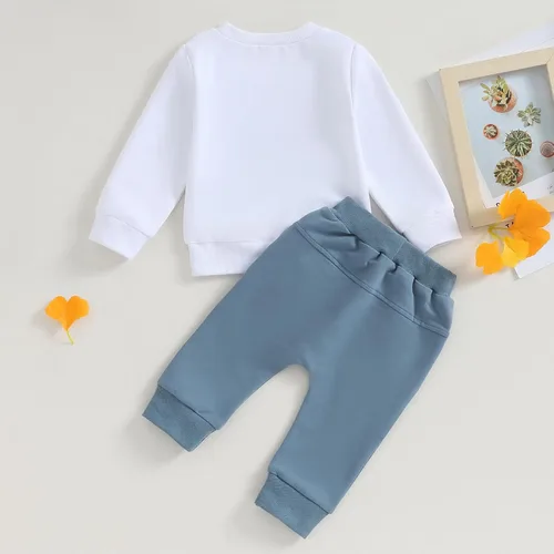 Vista 2 de BOIBOKOKO Conjunto de ropa linda para bebé niño para otoño e invierno, sudadera de manga larga para niños pequeños