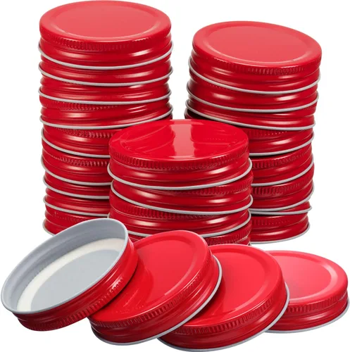 Vista 12 de Chuangdi 30 paquetes de tapas para tarros Mason a granel de boca regular, tapas para conservas de boca regular, a prueba de fugas, tapas sólidas