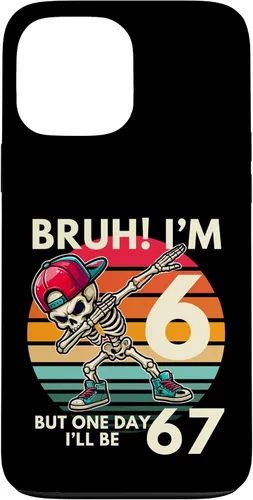 Vista 24 de Bruh I'm 6 But One-Day I'll Be 67 Retro 6th Birthday Kids Case for iPhone XR