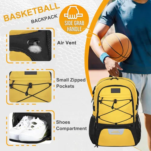 Vista 16 de Goloni Mochila de fútbol,Mochila de baloncesto con compartimento para pelotas y compartimento para zapatos,Mochila para baloncesto,Fútbol