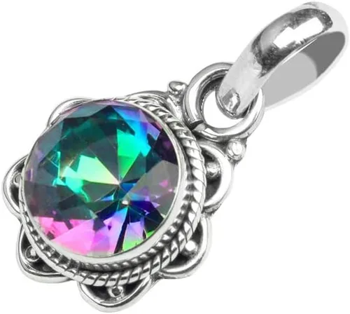 Vista 4 de Collar con colgante de plata de ley 925 con piedras preciosas naturales hechas a mano, regalo de Navidad