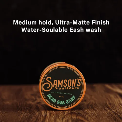 Vista 6 de SAMSON'S HAIRCARE Arcilla para peinar el cabello del Mar Muerto, nutritiva y revitalizante, con sal marina hawaiana negra, alta sujeción, acabado