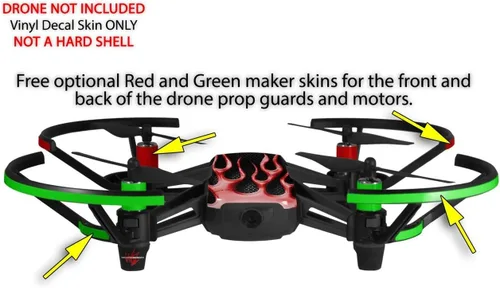 Vista 3 de Skin Wrap 2 Pack para DJI Ryze Tello Drone Metal Llamas Rojo Drone No Incluidas
