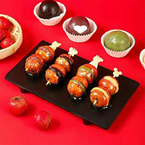 Vista 5 de Pinchos de bambú natural de dibujos animados para aperitivos de alimentos de 3.5 4.7 pulgadas, palillos de madera para cóctel, bocadillos de frutas