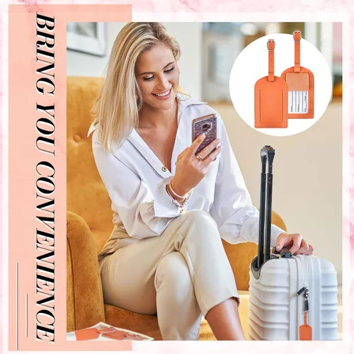 Vista 5 de 30 etiquetas de cuero para maleta, etiquetas de viaje para equipaje, mochila de viaje, regalos de boda, mujeres, hombres, adultos, niños, a granel