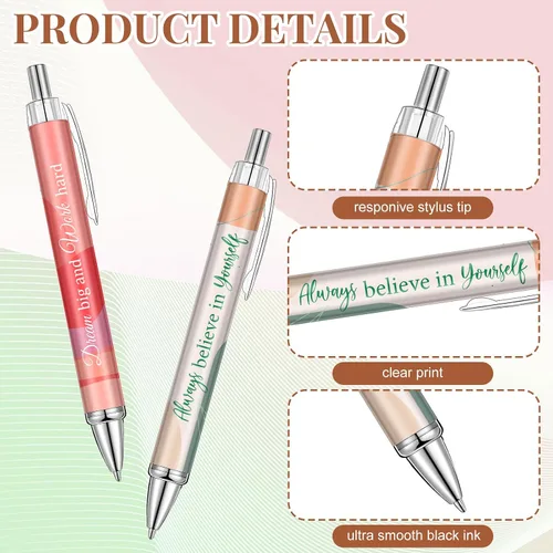 Vista 3 de Yeaqee 50 bolígrafos motivacionales a granel con diferentes citas inspiradoras para mujeres, regalos inspiradores, bolígrafos a granel