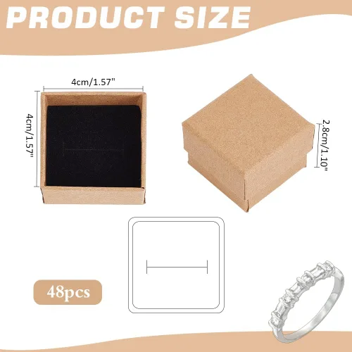Vista 4 de PH PandaHall Paquete de 48 cajas de regalo para anillos, cajas de regalo de joyería de 1.5 x 1.5 x 1.1 pulgadas, caja de joyería cuadrada de cartón