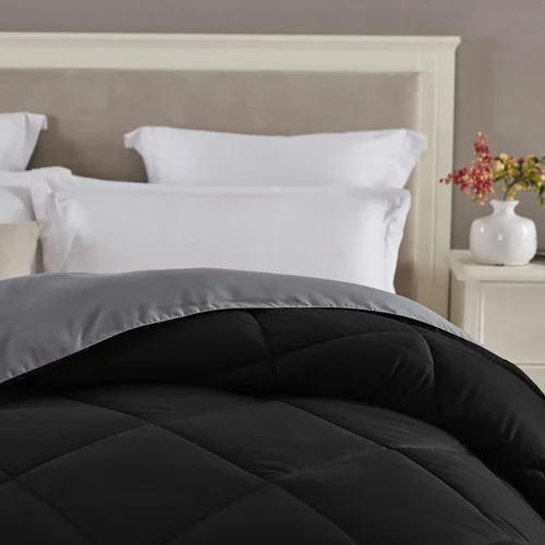 Vista 2 de Seward Park Edredón Reversible Ligero para Niños Tamaño Full Queen Negro Gris Ropa de Cama Colcha Refrescante para Todas las Estaciones Manta
