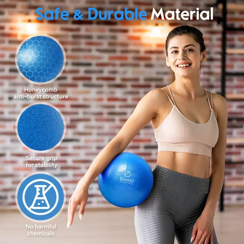 Vista 5 de Pelota de ejercicio pequeña, mini pelota de pilates de 9 pulgadas con guía de ejercicios, pequeña pelota de entrenamiento para estabilidad, fitness
