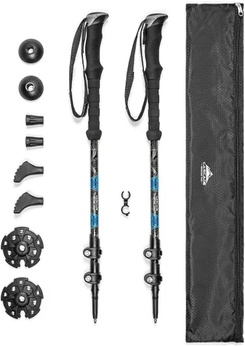 Vista 10 de Cascade Mountain Tech - Bastones de senderismo de fibra de carbono, bastones para caminar o hacer senderismo con seguros ajustables rápidos