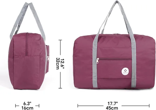 Vista 6 de Bolso de viaje, equipaje de mano, deportivo, plegable, para viajar en avión, para mujeres y niñas, 1112 Rojo Vino), US2-NW18011112