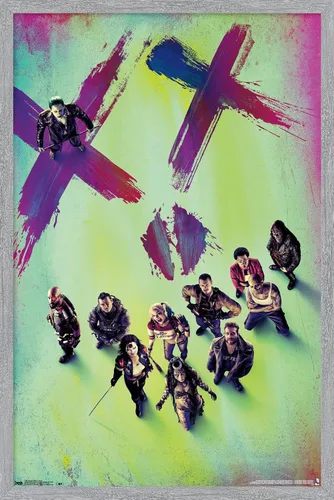 Vista 13 de Trends International - Póster de película de DC Comics - Escuadrón Suicida - Teaser, 14.725 x 22.375 in, versión enmarcada de Barnwood Versión