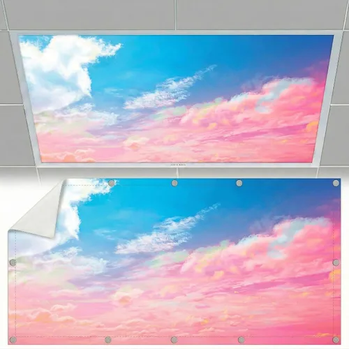 Vista 10 de Cubiertas de luz fluorescente para luces de techo, cubierta magnética de nube para lámparas fluorescentes o LED de 2 pies x 4 pies para aula, hogar