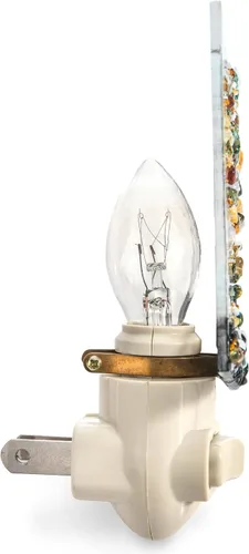 Vista 8 de J Devlin NTL 159-1. Luz nocturna de vidrio fusionado con forma de árbol. Handcrafted fused glass Autumn tree design Warm ambient glow Plug-in with