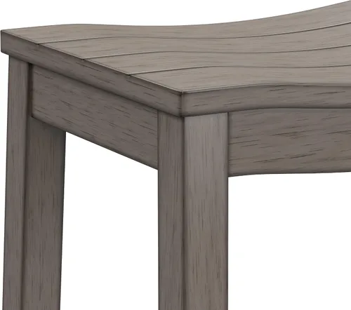 Vista 5 de Hillsdale Fiddler Taburete de altura de mostrador de madera sin respaldo con asiento estilo silla de montar, gris envejecido gris (Aged Gray)