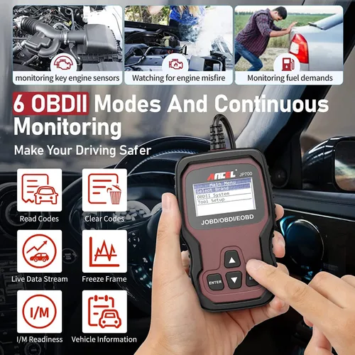 Vista 2 de Ancel JP700 JOBD escáner para coches japoneses, lector de código OBD2 para JDM Designed For Toyota, Honda, Nissan, Mazda & Subaru, Read and Clear