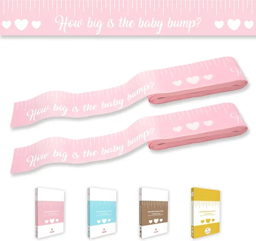 Vista 8 de Party Hearty Juegos Divertidos de Baby Shower para Niño, Juego de 2: ¿Qué Tan Grande Está la Pancita? y No Digas Bebé, Azul Juego de 2