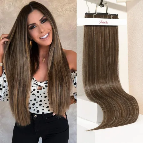 Vista 22 de REECHO Extensiones de cabello con pinzas, extensiones de cabello grueso y largo, extensiones de cabello sintético ligero para mujer, 24 pulgadas a