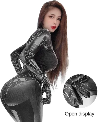Vista 3 de NC - Mallas de Halloween para mujer de MJ Spiderman Cosplay de Spiderman de una pieza