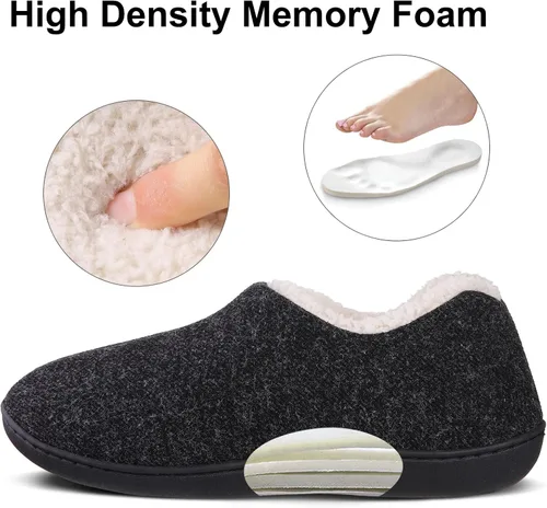 Vista 3 de Leisurely Pace Pantuflas de invierno de espuma viscoelástica para mujer espalda cerrada forro polar pantuflas para interiores y exteriores