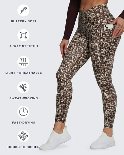 Vista 135 de Aoxjox Trinity - Pantalones de yoga de cintura alta con bolsillos para mujer, control de abdomen, cintura cruzada, leggings de entrenamiento suaves
