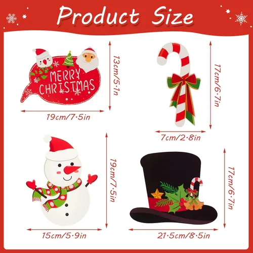 Vista 7 de SUNBEAUTY 28 piezas de accesorios de cabina de fotos de Navidad, suministros de fiesta de Navidad, accesorios de cabina de fotos para selfies