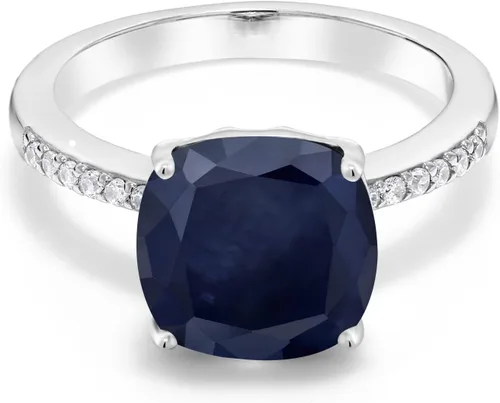 Vista 8 de Gem Stone King Anillo de compromiso de plata de ley 925 con piedra preciosa de corte cojín de 0.39 pulgadas Anillo de compromiso de aniversario