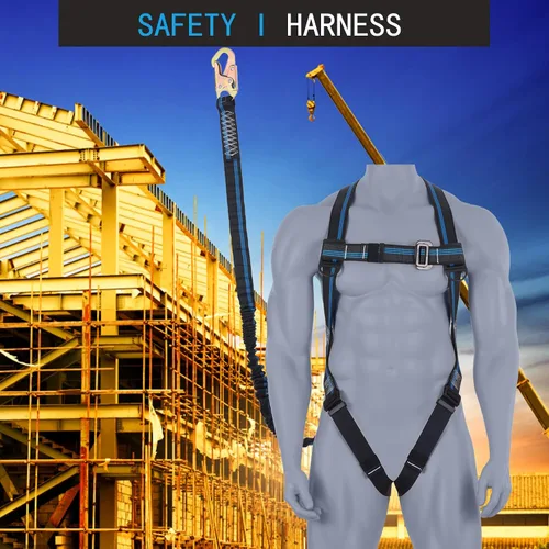 Vista 7 de Kit de protección contra caídas de arnés de seguridad, arnés de seguridad de cuerpo completo de 3 puntos con cordón interno de absorción de impactos