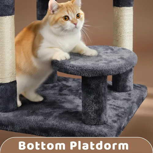 Vista 5 de Yaheetech Torre de árbol para gatos de 46 pulgadas Centro de actividades para interiores de varios niveles con amplios condominios, postes