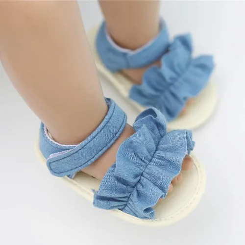 Vista 3 de COSANKIM Sandalias de verano para bebés y niñas con suela suave de flores, zapatos de vestir para cuna, recién nacidos, para recién nacidos