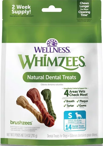 Vista 24 de WHIMZEES Wellness Freshzees Golosinas dentales para perros, barra de tamaño extra pequeño, (56 unidades)