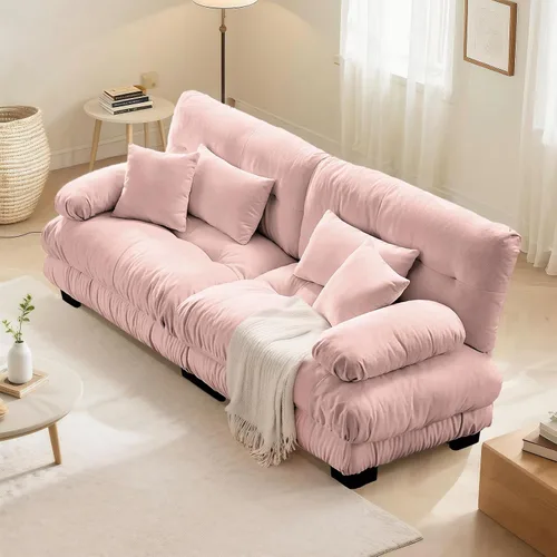 Vista 49 de SoarFlash Moderno sofá reclinable de terciopelo para sala de estar, sofá biplaza para apartamento, sofá de almacenamiento con marco de madera Azul