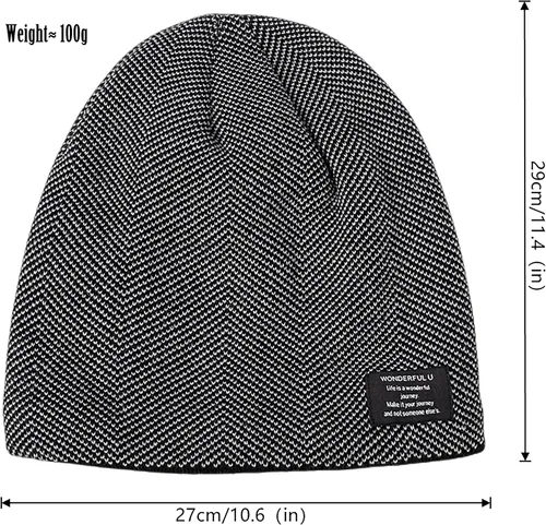 Vista 4 de HiRui Gorros de invierno para hombres y mujeres, gorro de punto con forro polar cálido y holgado