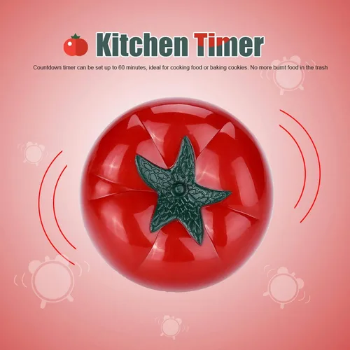 Vista 9 de Temporizador de cocina mecánico estilo tomate Fácil de usar, sin batería Perfecto para cocinar y hornear Reloj temporizador lindo y decorativo