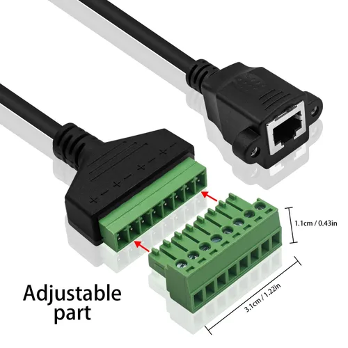 Vista 2 de Poyiccot Adaptador de terminal de tornillo RJ45 a 8 pines, extensor Ethernet - RJ45 8P8C hembra a 8 pines Tornillo Terminal Cable de placa