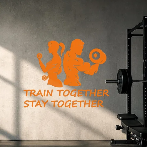 Vista 5 de Vinilo adhesivo para pared, gimnasio en casa, pareja, fitness, culturismo, cita deportiva, pegatinas de arte, mural, decoración grande (ig5574)