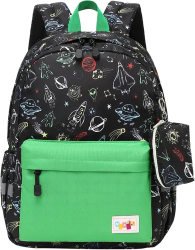 Vista 24 de mygreen Mochila para niños pequeños, mochila para niños y niñas con correa para el pecho Coches Coloridos Azul Claro