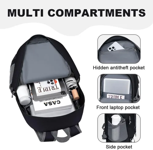 Vista 3 de MIYCOO Mochila - Mochila plegable ultraligera para viajes, campamento, senderismo, mochila plegable impermeable para hombres y mujeres, color negro