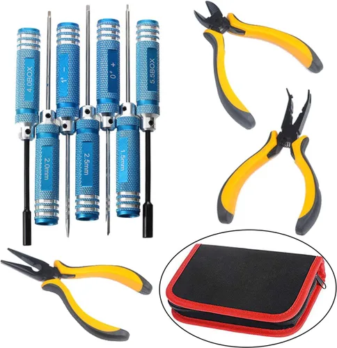 Vista 5 de ShareGoo 10 en 1 Destornilladores RC Kit de Alicates Hex Hexangular Juego de herramientas de reparación para RC Helicóptero Quadcopter Avión Coche