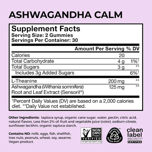 Vista 5 de HUM Calm Ashwagandha - Gomitas para mujeres y hombres, suplementos de L-teanina Ashwagandha para relajación diaria y apoyo de claridad, fórmula