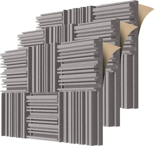 Vista 9 de TroyStudio Paneles de Espuma Acústica Autoadhesivos, 12 X 12 X 2 Pulgadas, 6 Piezas Espuma Absorbente de Sonido de Banda Ancha, Baldosas de Relleno