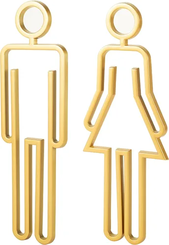 Vista 9 de Letrero de baño acrílico con adhesivo en la parte posterior para hombres y mujeres, letreros de puerta de baño, letreros de baño para negocios, Negro